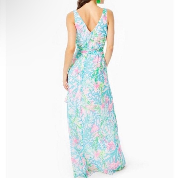 NWT Lilly Pulitzer Lani Maxi Dress Multi Coral Bay XXS - Picture 5 of 9